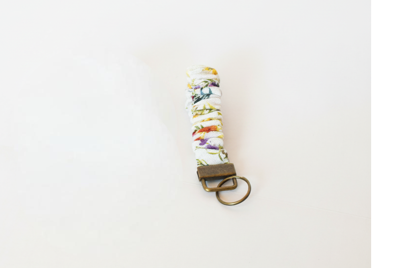 Keychain with floral pattern on a white background